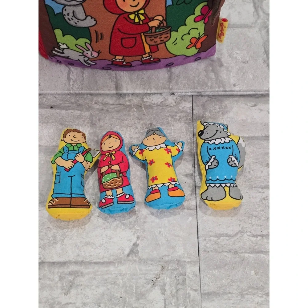 Vtg Little Red Riding Hood Soft Cloth Book Characters Wolf Gma Woodsman Flaps